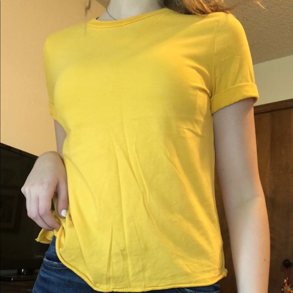 plain yellow tee